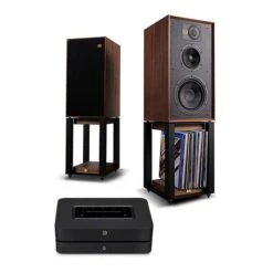 Bluesound POWERNODE Wharfedale LINTON Heritage Speakers With Stands