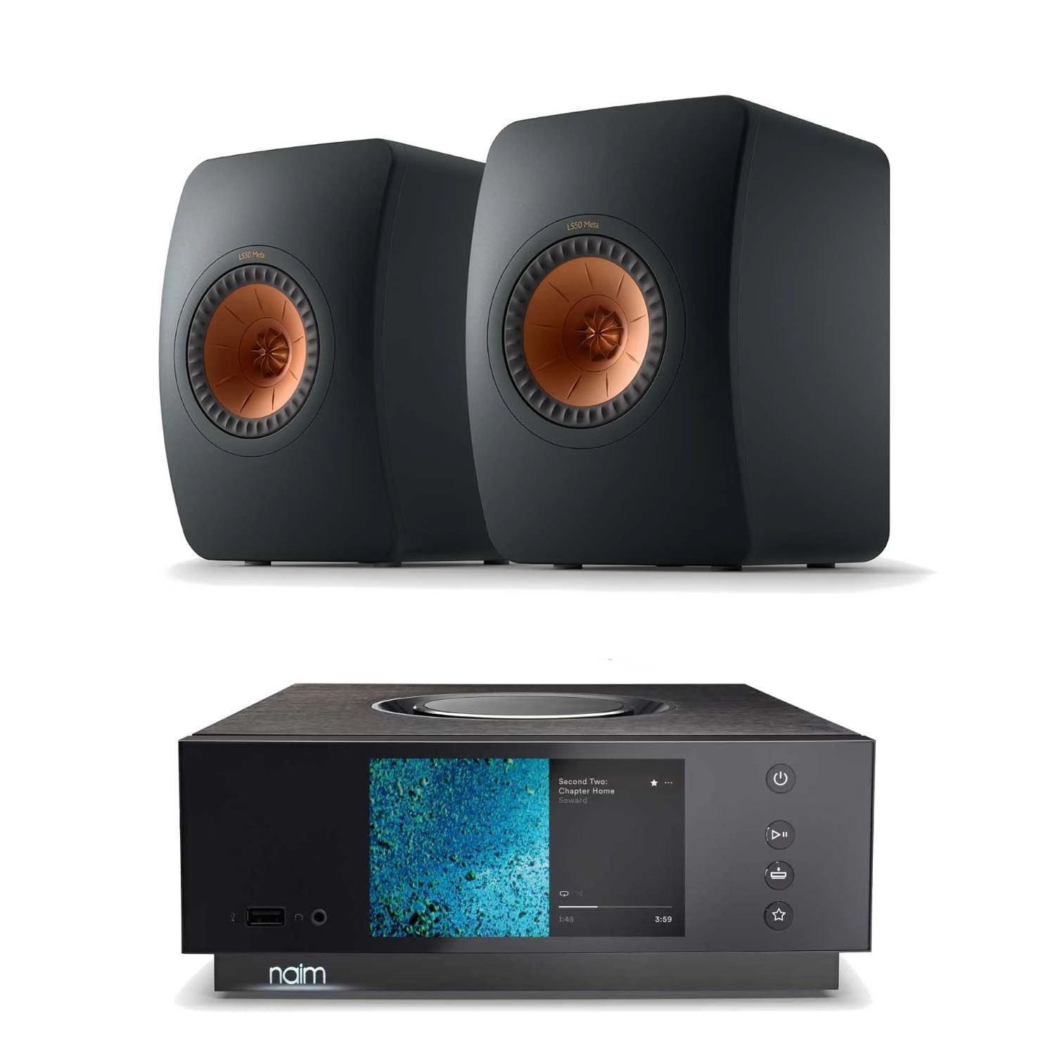 Naim Uniti Atom HDMI Streaming System KEF LS50 Meta Speakers