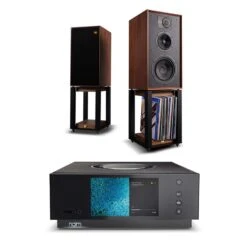 Naim Uniti Atom HDMI Streaming System Wharfedale LINTON Heritage Speakers With Stands